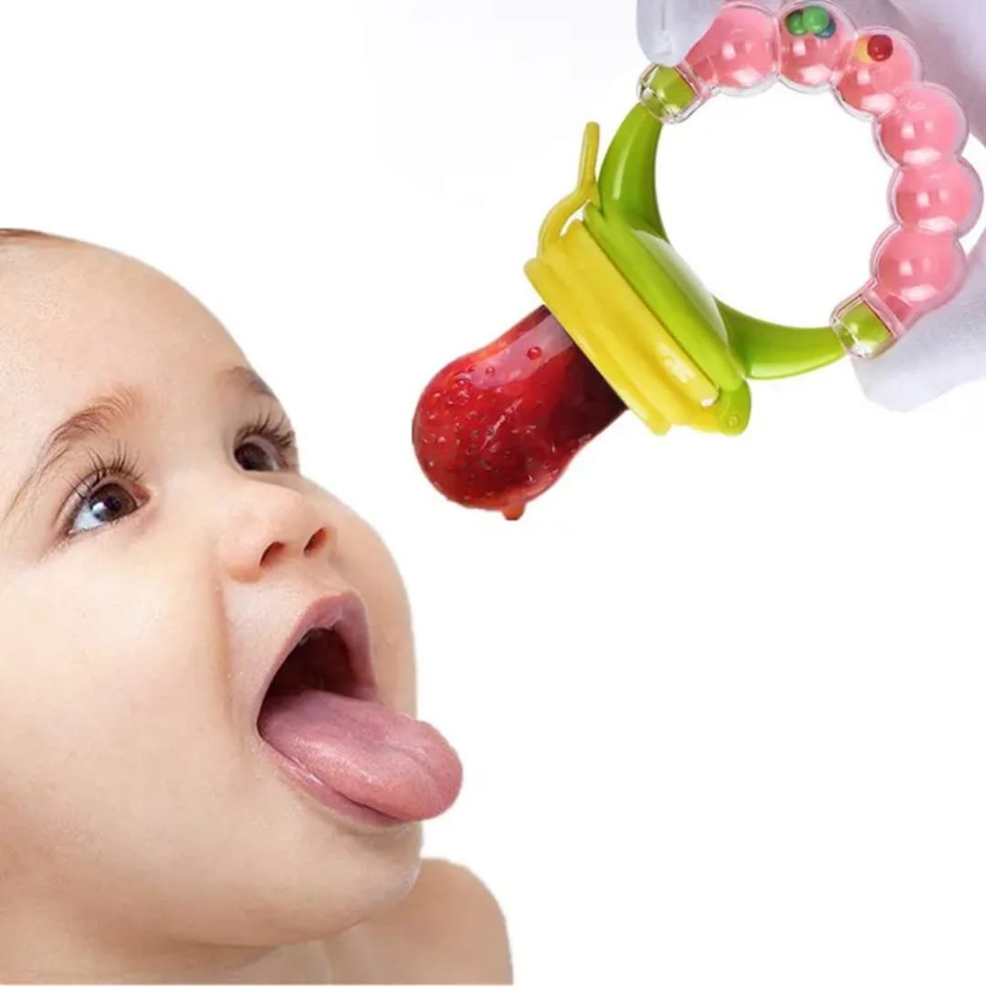Baby Fresh Fruit Feeder Pacifier with Rattle Teether | BPA-Free Silicone Infant Feeding & Teething Soother