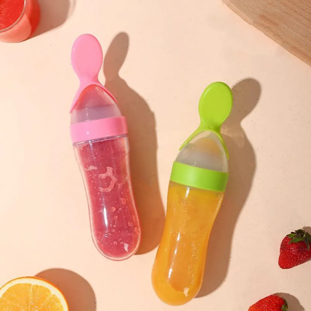 Baby Silicone Feeding Spoon Bottle | BPA-Free Squeeze Spoon Feeder for Cereal, Puree & Medicine