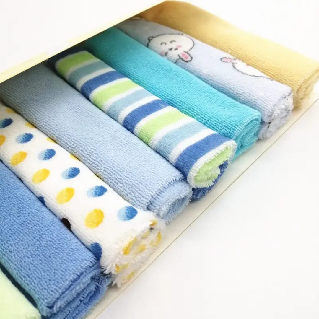 Premium Baby Cotton Washcloth Set (8 Pcs) | Soft & Absorbent Newborn Face Towels
