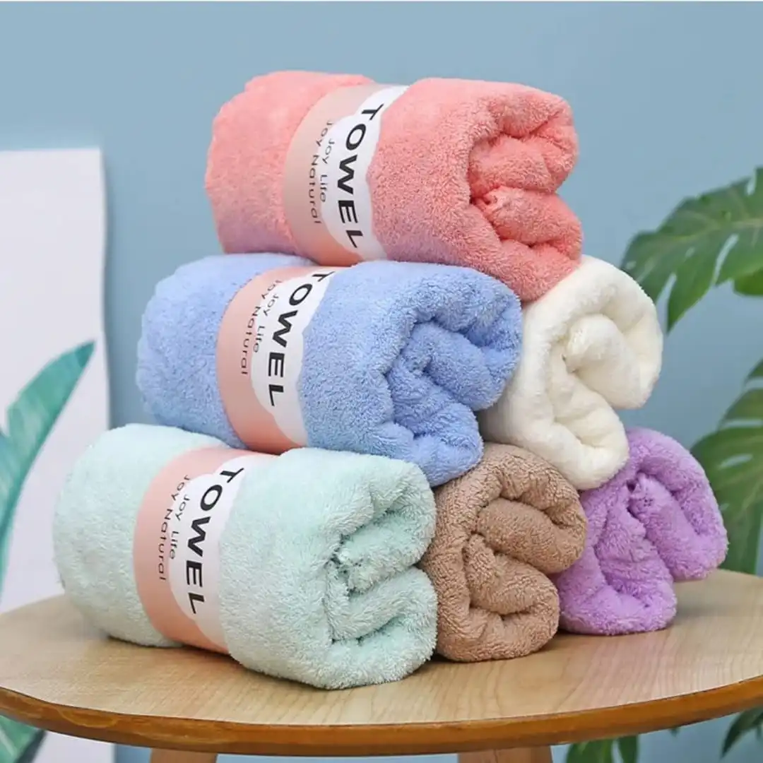1pc Ultra Soft Coral Fleece Bath Towel | Super Absorbent Quick Dry Microfiber Towel for Home & Travel