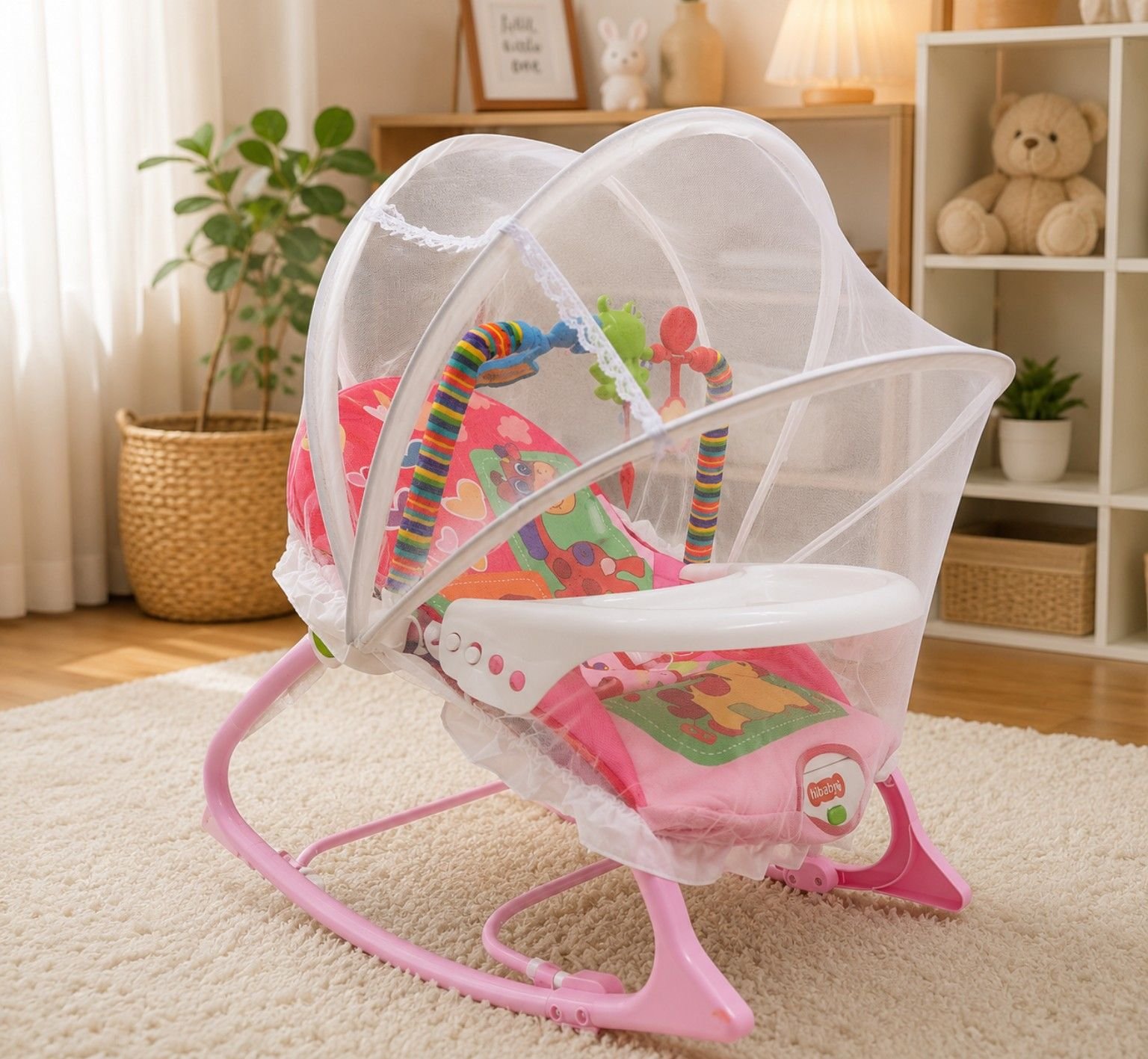 Luxury Baby Rocker & Bouncer with Toy Bar & Feeding Tray