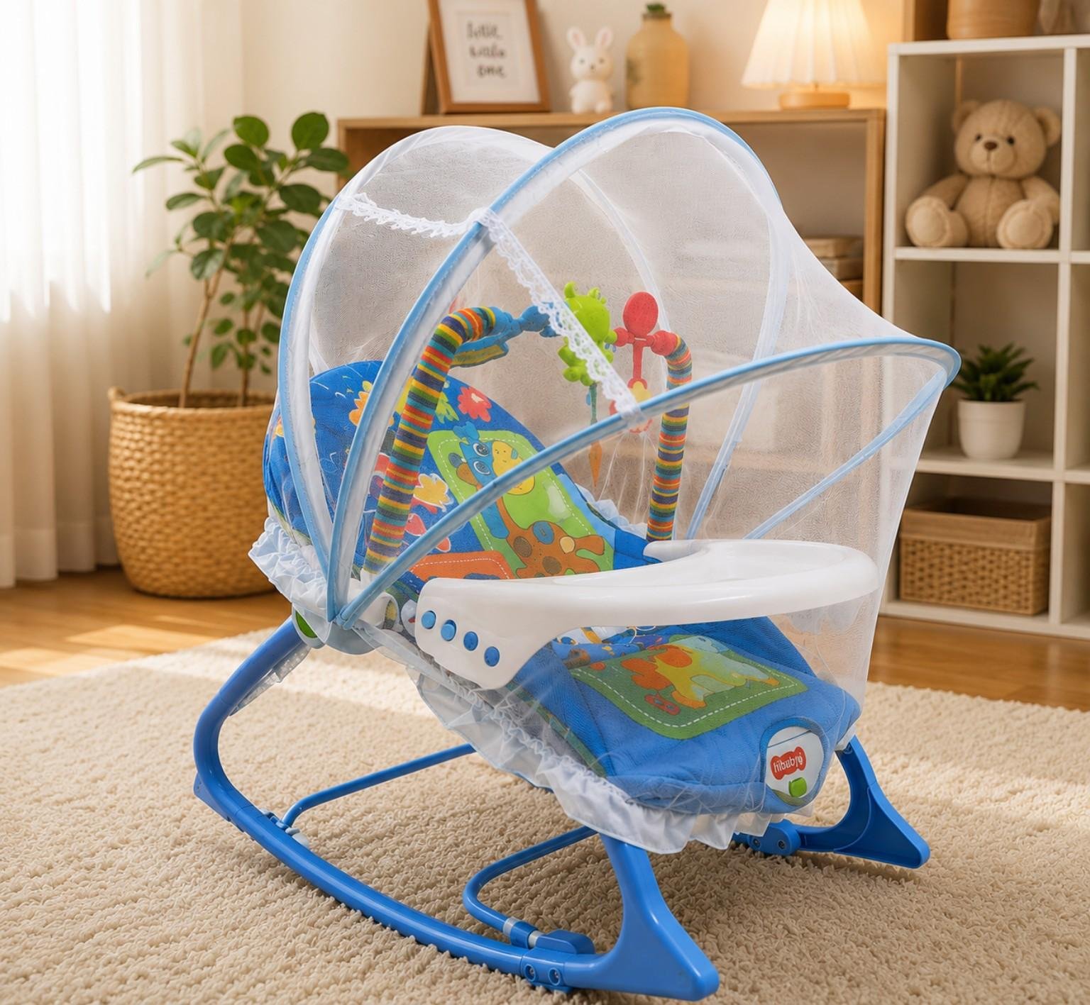 Luxury Baby Rocker & Bouncer with Toy Bar & Feeding Tray